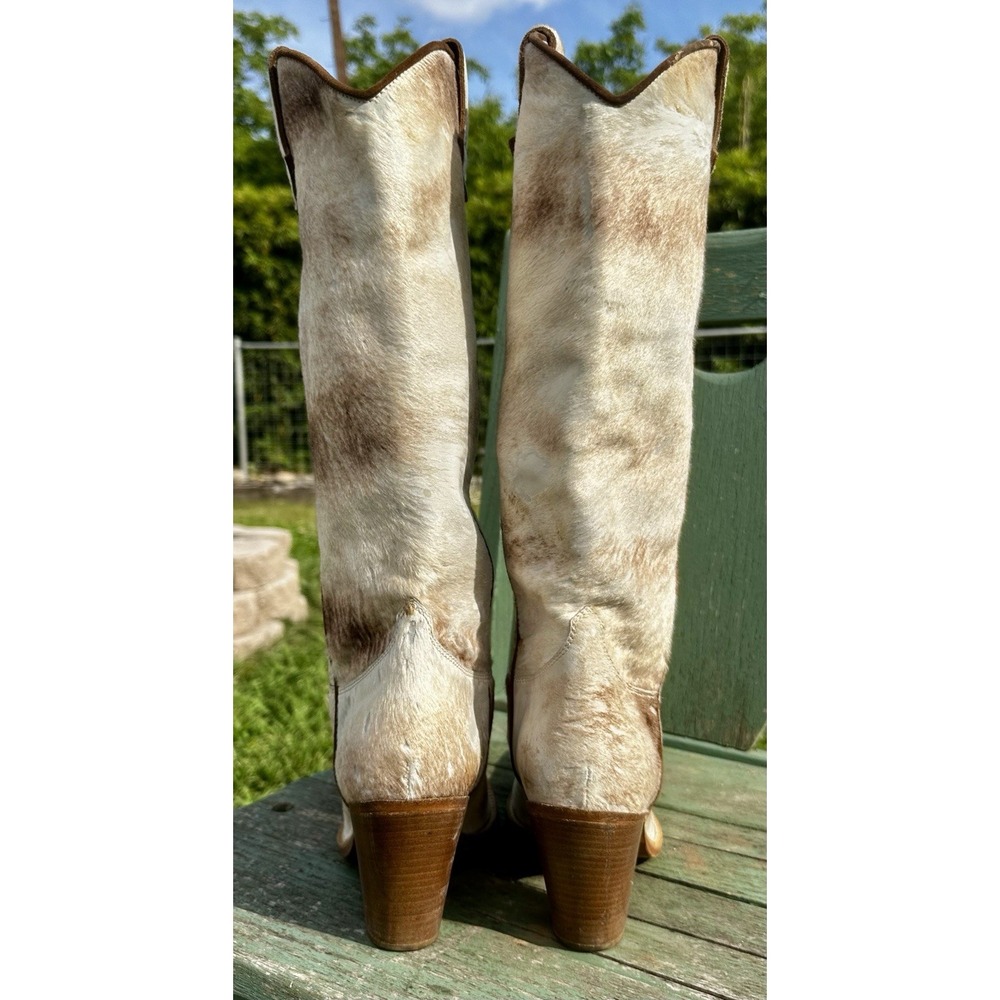 Vintage Y2K Sartore Paris Western Boots 38 Cow Print Hair-on-Hide Rare Mid-2000s - Picture 2 of 8